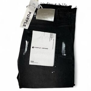 NWT! Purple Brand P001 Distressed Black Skinny Jeans Size W32 L31 Paint Splatter